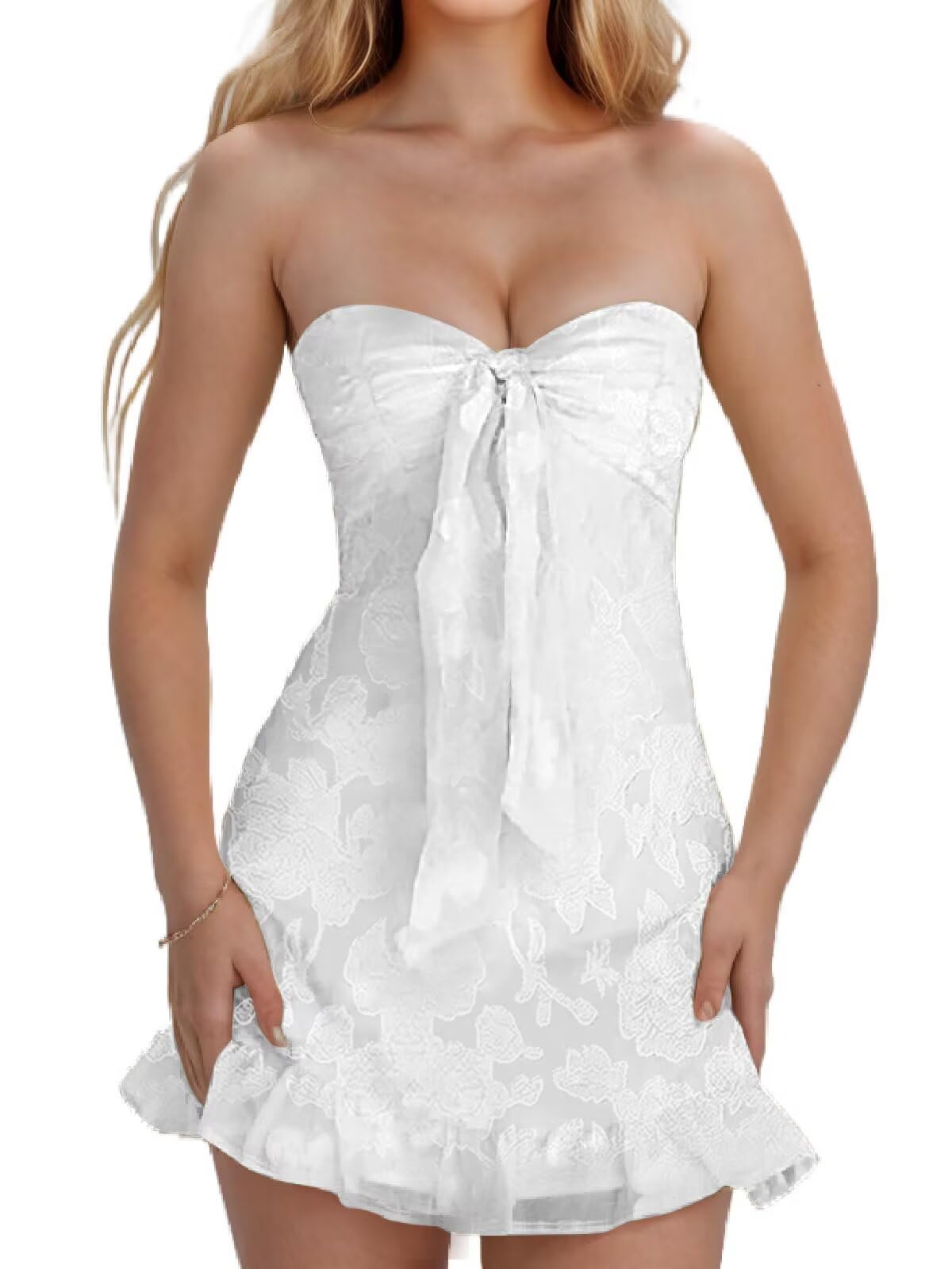 Jacquard Chiffon Homecoming Dress Short for Teens 2027 Strapless Mini Prom Gown Ruffle Cocktail Party Dress