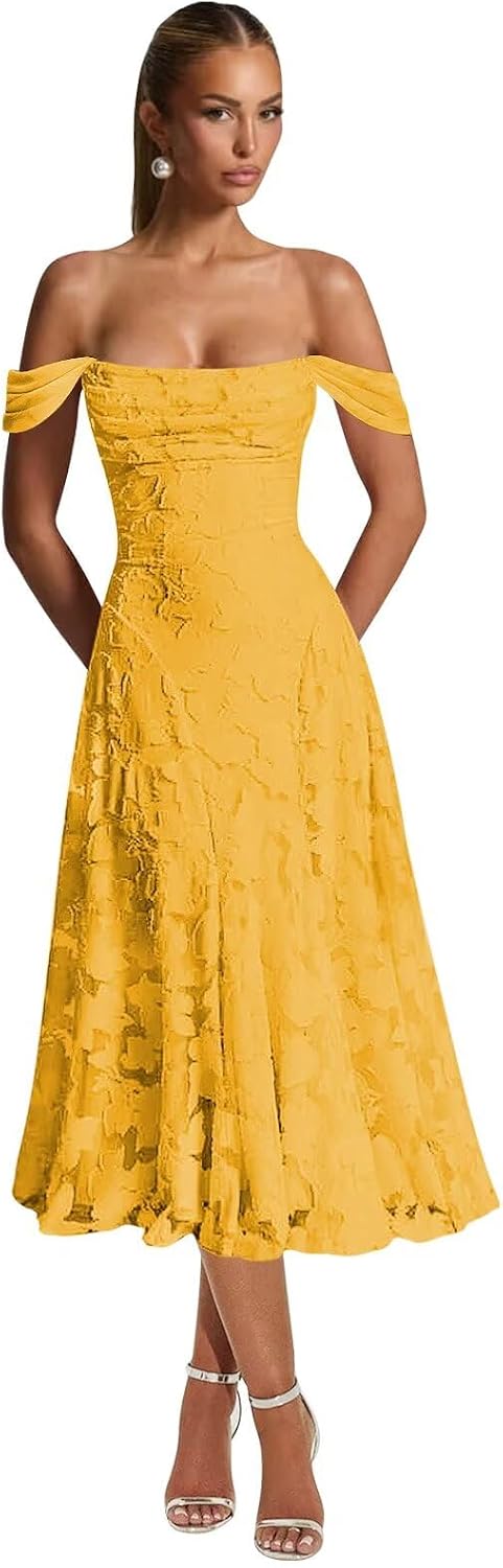 Floral Bridesmaid Dresses for Women Off the Shoulder Lace Appliques Long Formal Evening Gowns