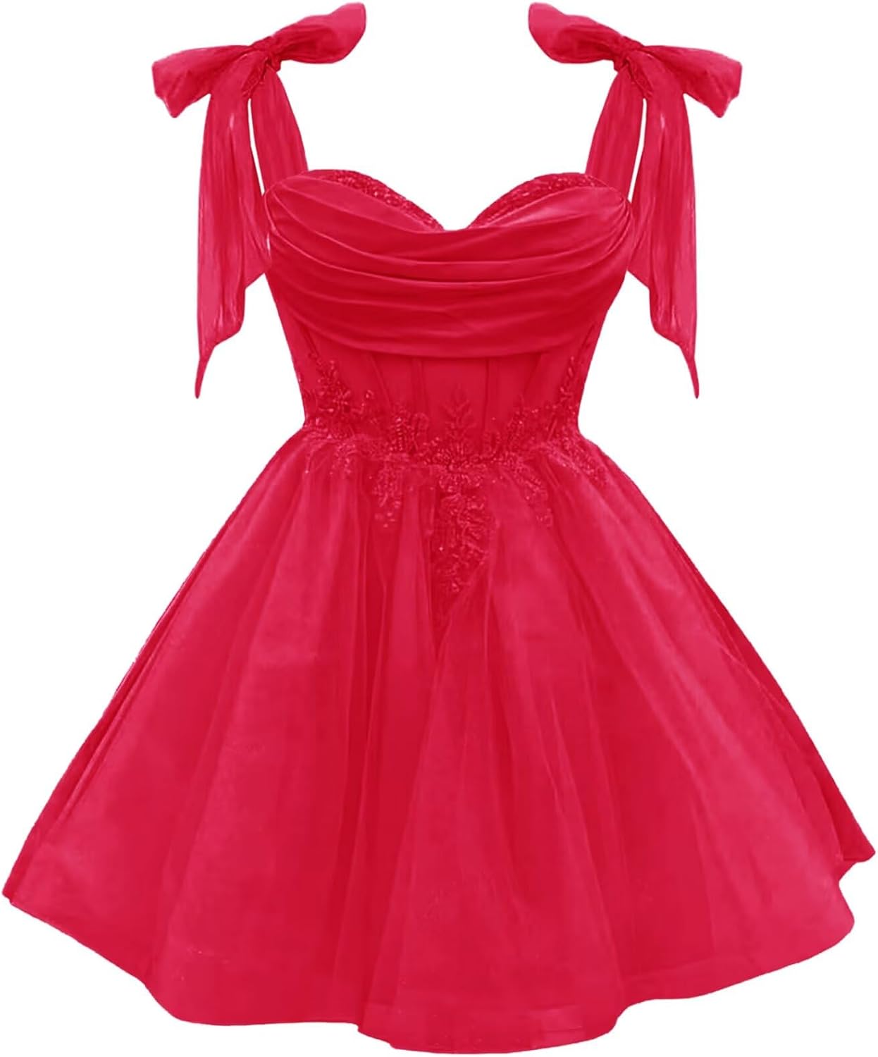 Tulle Short Homecoming Dress for Teens Sparkly Lace DAMA Dresses for Quinceanera Spaghetti Straps Bow Prom Gown
