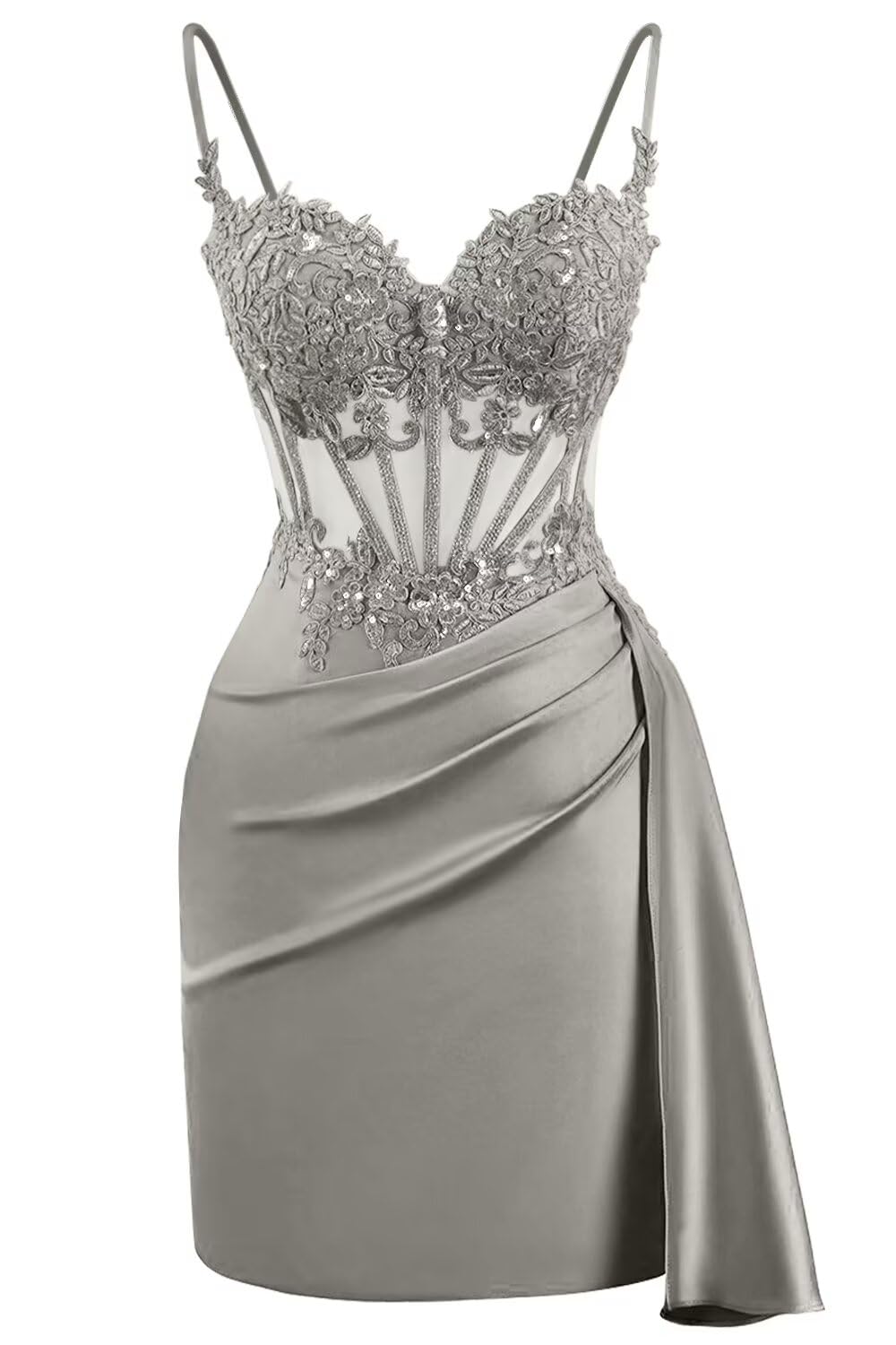 Lace Satin Homecoming Dresses for Teens 2027 Short Prom Dress Spaghetti Straps Corset Cocktail Formal Evening Gowns