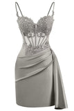 Lace Satin Homecoming Dresses for Teens 2027 Short Prom Dress Spaghetti Straps Corset Cocktail Formal Evening Gowns