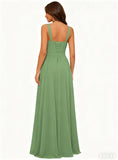 Square Neck Bridesmaid Dress Spaghetti Straps Chiffon Long Formal Dress for Women