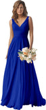 Chiffon Bridesmaid Dresses Long for Women A Line Ruched Formal Porm Evening Gowns