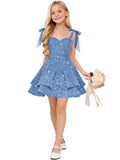 Sparkly Sequin Flower Girl Dress Tiered Cute Bow Spaghetti Straps Sweetheart Toddler Formal Dresses 2026