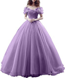 Tulle Ball Gown Cinderella's Off Shoulder Quinceanera Dress Wedding Dresses Evening Formal Gown