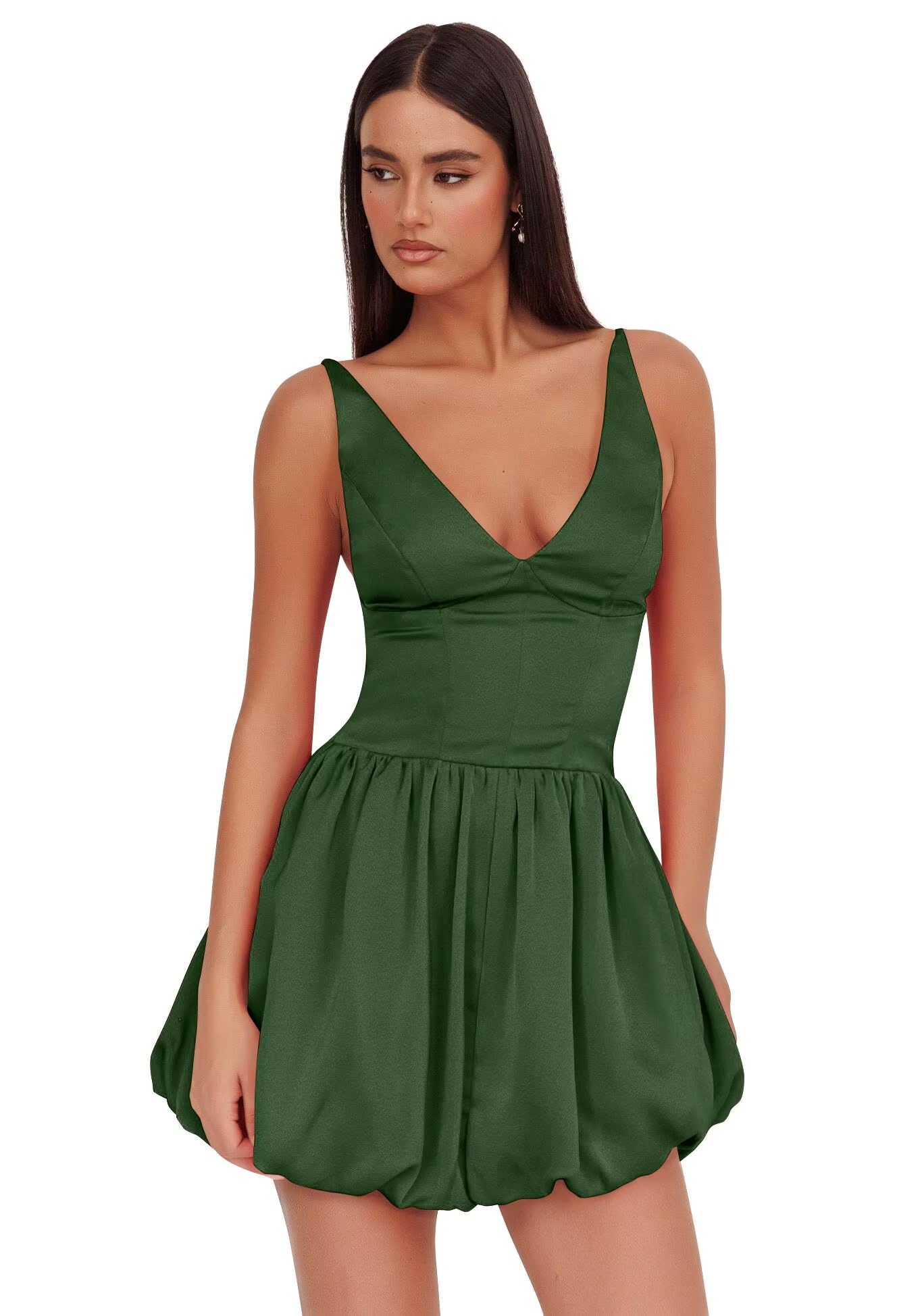 V Neck Satin Homecoming Dresses for Teens 2027 Short Prom Dress A-Line Backless Cocktail Party Gowns with Pockets