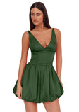 V Neck Satin Homecoming Dresses for Teens 2027 Short Prom Dress A-Line Backless Cocktail Party Gowns with Pockets