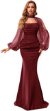 Kingbridal Gowns Long Sleeve Prom Dresses 2026 Mermaid Satin Formal Dress for Women Sparkly Sequin Halter Neck Evening Party Gowns