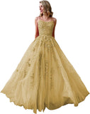 Ballkleider, langes Ballkleid für Damen, Spaghettiträger, Tüll, A-Linie, sexy, rückenfrei, formelle Partykleider mit Taschen 