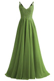 Lace Bridesmaid Dresses for Wedding with Slit Spaghetti Straps Chiffon Aline Formal Evening Party Gowns