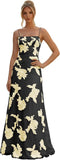Floral Embroidery Prom Dresses for Women Spaghetti Straps A Line Formal Maxi Dress