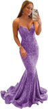 Vestido de fiesta con tirantes finos y lentejuelas, vestido de noche de sirena brillante con abertura, vestidos largos para mujer 2024 