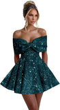 Sparkly Sequins Homecoming Dresses for Teens with Bow 2025 Strapless Short Prom Dress Cocktail Gown