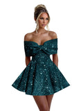 Sparkly Sequins Homecoming Dresses for Teens with Bow 2027 Strapless Short Prom Dress Cocktail Gown