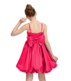 Satin Homecoming Dress for Girls Short Satin Flower Girl Dresses for Wedding Party Prom Gown with Bow