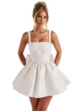Satin Jacquard Homecoming Dress with Bow Short A-Line Mini Prom Cocktail Party Gown