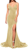 Women's Prom Dress Long High Slit Mermaid Formal Evening Gown for Wedding