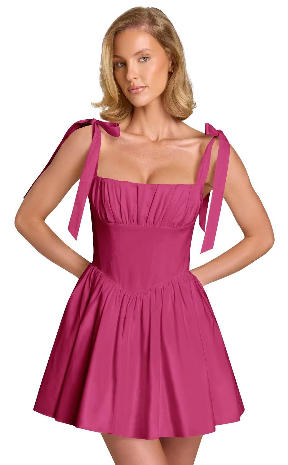 Spaghetti Straps Homecoming Dresses for Teens Satin A-line Short Prom Dress Pleated Cocktail Gowns with Pockets