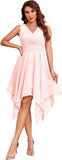 Women's Short Bridesmaid Dresses 2025 V Neck Ruched Chiffon Formal Cocktail Party Dress