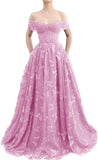 Sparkly Off Shoulder Tulle Prom Dresses with Butterfly Appliques Long A Line Formal Evening Party Gowns for Women