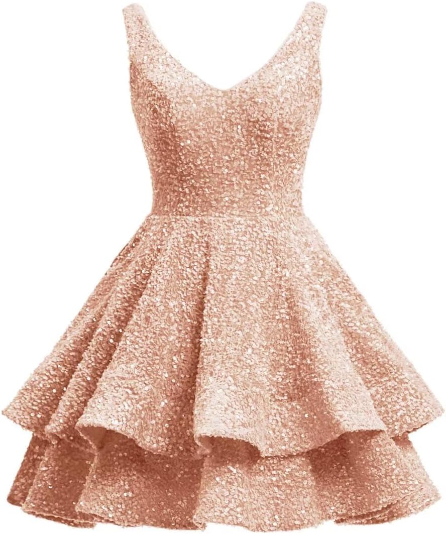 Short 2026 Sparkly Sequin Homecoming Dress for Teen Tiered Corset Ball Prom Cocktail Party Gown for Women