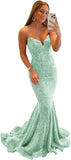 Vestido de fiesta con tirantes finos y lentejuelas, vestido de noche de sirena brillante con abertura, vestidos largos para mujer 2024 