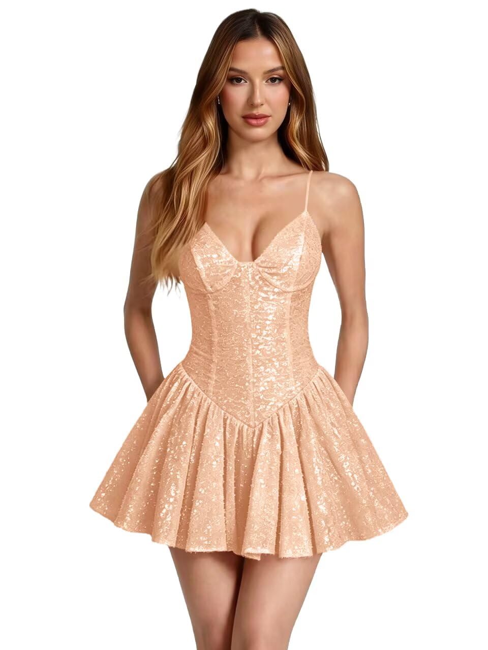 Kingbridal Spaghetti Straps Sequin Homecoming Dresses for Teens 2026 Short Prom Cocktail Dress