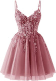 Lace Applique Tulle Homecoming Dresses for Teens Sparkly 3D Flower Short Prom Dress Sequin Quinceanera DAMA Dress