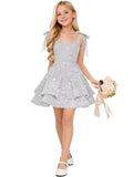 Sparkly Sequin Flower Girl Dress Tiered Cute Bow Spaghetti Straps Sweetheart Toddler Formal Dresses 2026