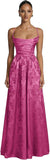 Floral Jacquard Prom Dresses for Women Spaghetti Straps A Line Satin Cowl Neck Formal Evening Party Dress