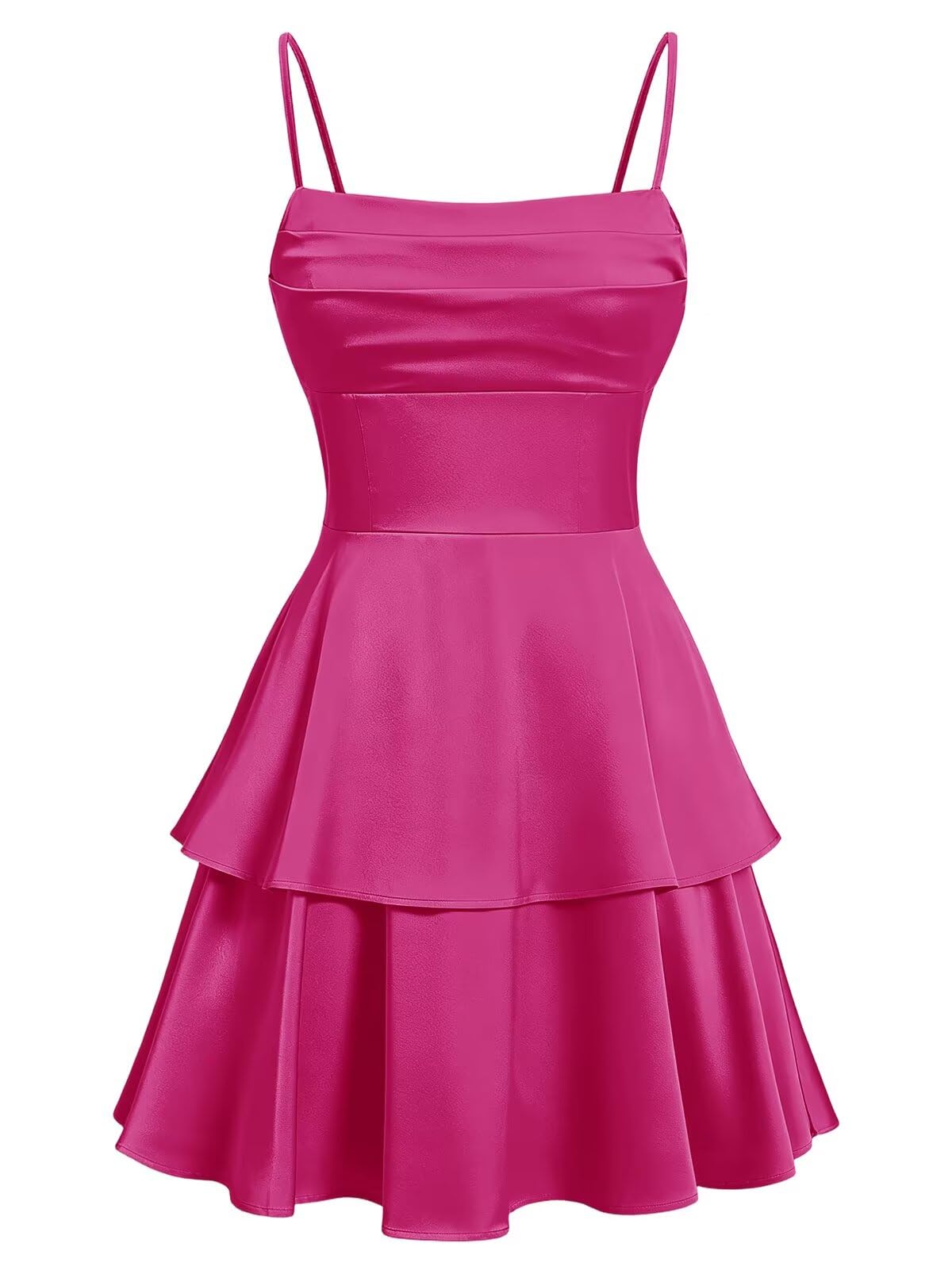 Tiered Satin Homecoming Dresses for Teens Short A Line Tight Spaghetti Strap Formal Cocktail Party Gown 2026