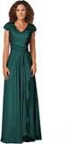 Women's Mother of The Bride Dresses for Wedding V Neck Lace Appliques Formal Evening Gowns