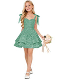 Sparkly Sequin Flower Girl Dress Tiered Cute Bow Spaghetti Straps Sweetheart Toddler Formal Dresses 2026