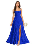Women’s Ruffled Bridesmaid Dresses Scoop Neck Floral Chiffon Formal Dress Wrap Pleated Wedding Guest Dress