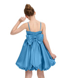 Satin Homecoming Dress for Girls Short Satin Flower Girl Dresses for Wedding Party Prom Gown with Bow