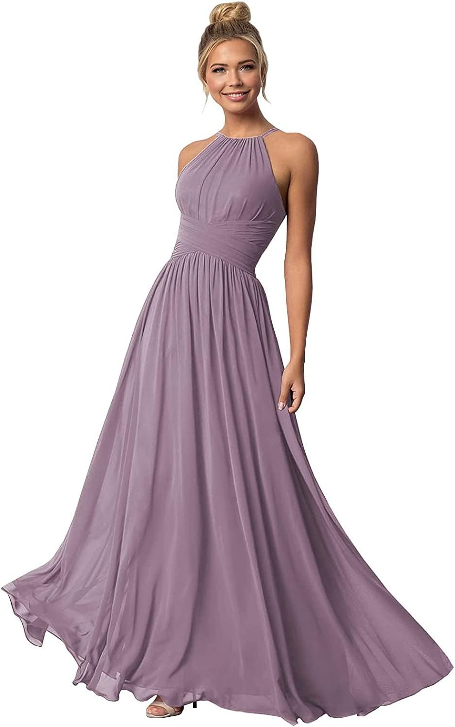 Women's Halter Bridesmaid Dresses Long Chiffon Formal Dresses Evening Party Dress 2026