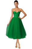Strapless Prom Dresses Sweetheart Tulle Ball Gowns Corset Short Homecoming Dresses Pleated Lace-up Evening Dresses