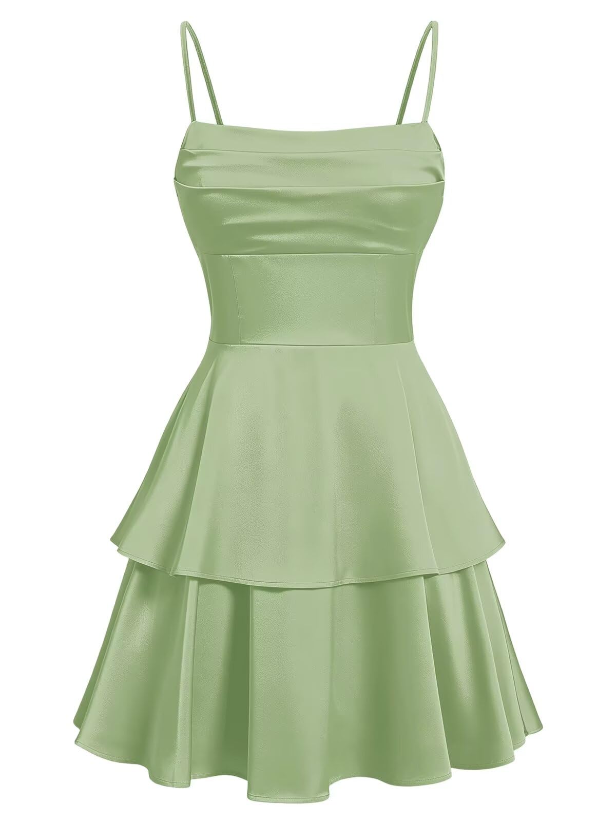 Tiered Satin Homecoming Dresses for Teens Short A Line Tight Spaghetti Strap Formal Cocktail Party Gown 2026