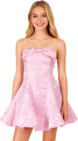 Women's Elegant Bow Strapless Homecoming Dress A Line Swing Tube Mini Dress Short Evening Party Prom Dress