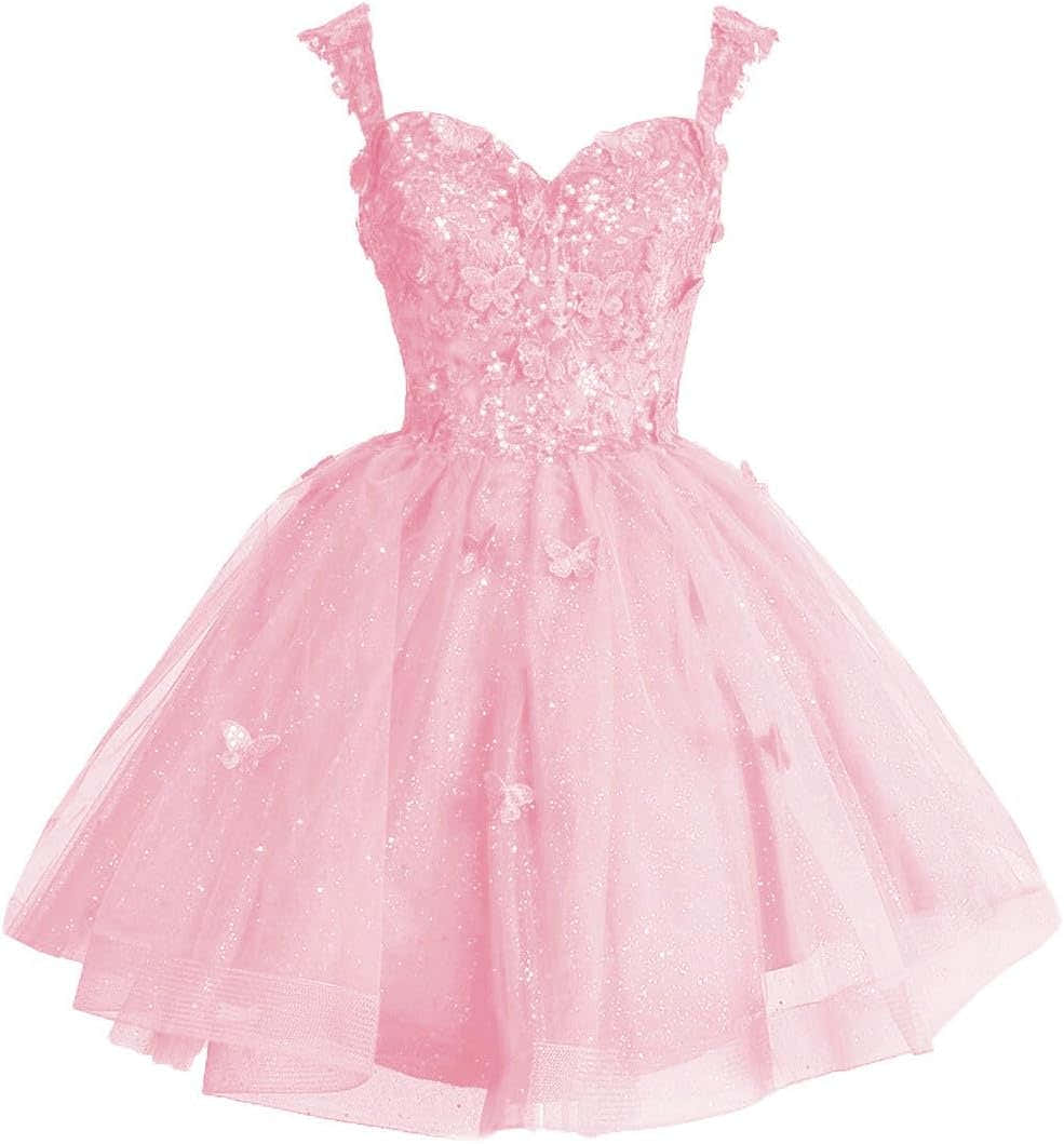 Off Shoulder Glitter Tulle Homecoming Dresses for Teens 3D Butterfly Short Prom Dress Sequin Quinceanera Dresses