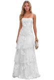 Jacquard Laces Prom Dress for Women Spaghetti Strap Bridesmaid Dresses Long Formal Wedding Party Gown