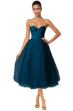 Strapless Prom Dresses Sweetheart Tulle Ball Gowns Corset Short Homecoming Dresses Pleated Lace-up Evening Dresses