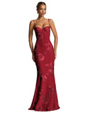 Spaghetti Straps Mermaid Prom Dress 2026 Floral Embroidery Long Corset Formal Evening Gowns