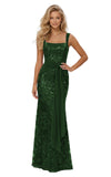Lace Sequin Spaghetti Straps Prom Dress Long Ball Gown 2026 Mermaid Front Tie Backless Formal Evening Gowns