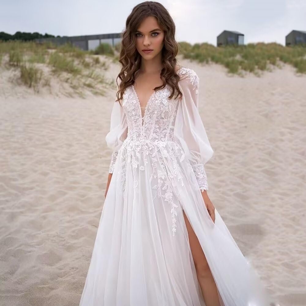 Long Sleeve Tulle Prom Evening Dresses Long Lace Applique A Line Ball Gown 2027