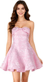 Women's Elegant Bow Strapless Homecoming Dress A Line Swing Tube Mini Dress Short Evening Party Prom Dress