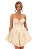 Strapless Sequin Homecoming Dresses for Teens 2026 Sparkly A-line Short Prom Dress Corset Cocktail Party Gowns