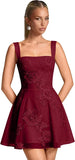 Floral Tulle Homecoming Dresses Short Embroidery Lace A-Line Mini Formal Graduation Cocktail Gown