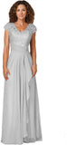 Women's Mother of The Bride Dresses for Wedding V Neck Lace Appliques Formal Evening Gowns