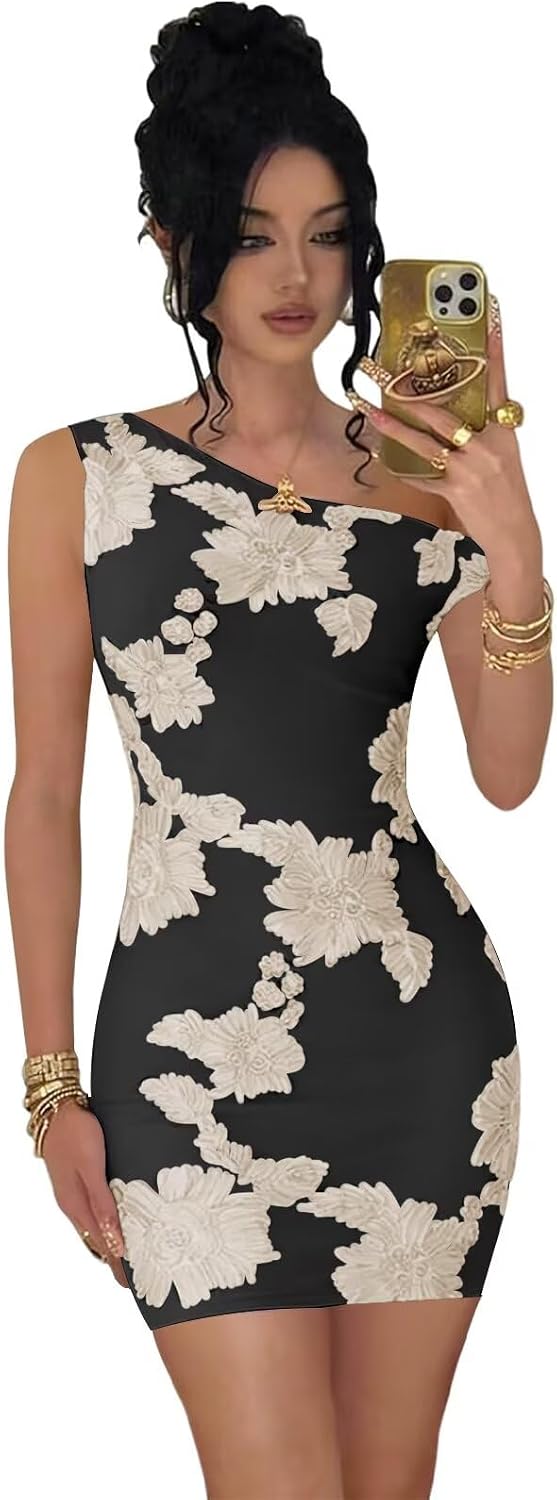 Tulle Floral Homecoming Dresses for Teens 2026 Short Lace One Shoulder Prom Evening Cocktail Dress